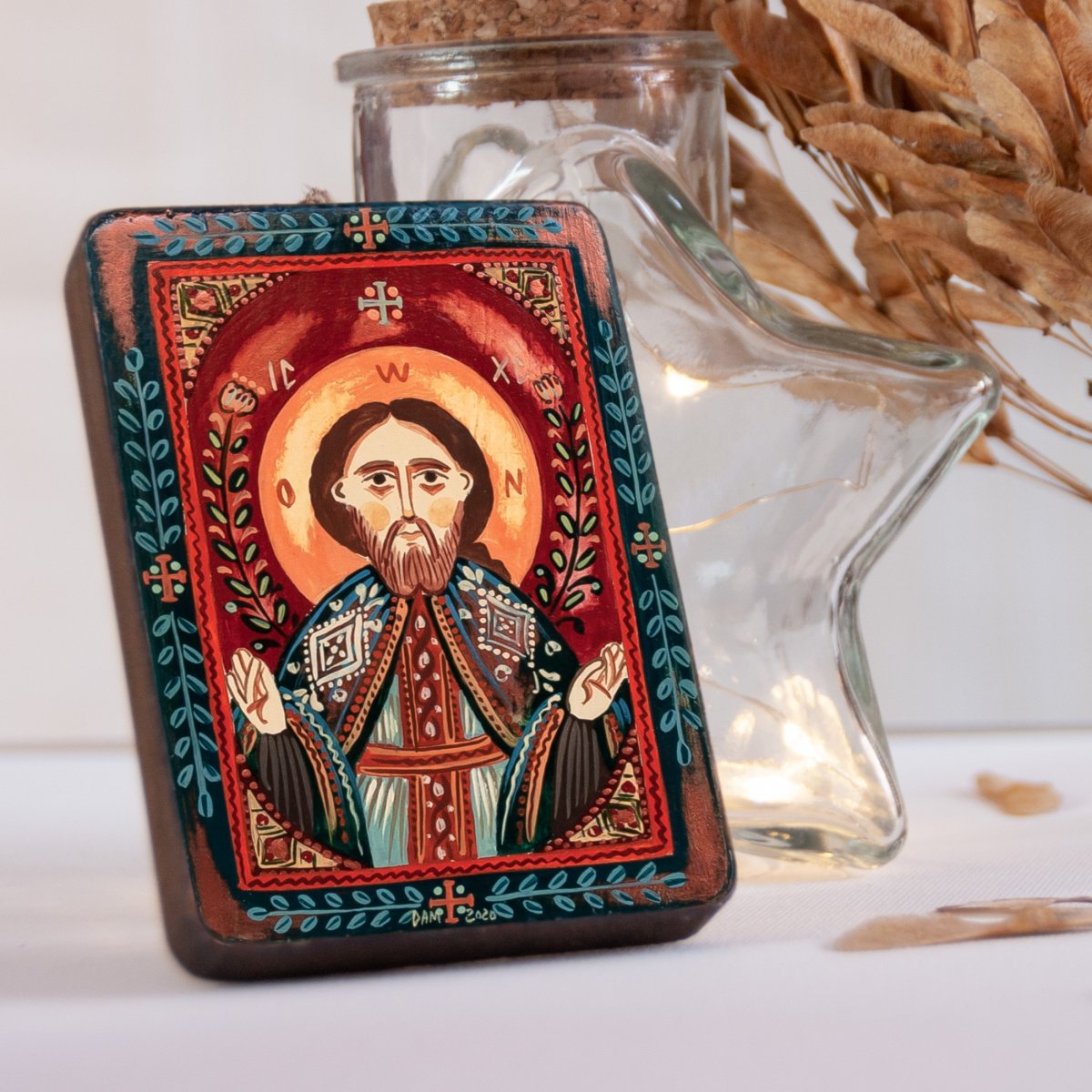 Wood icon, "Jesus Christ", miniature, model 2, 7x10cm