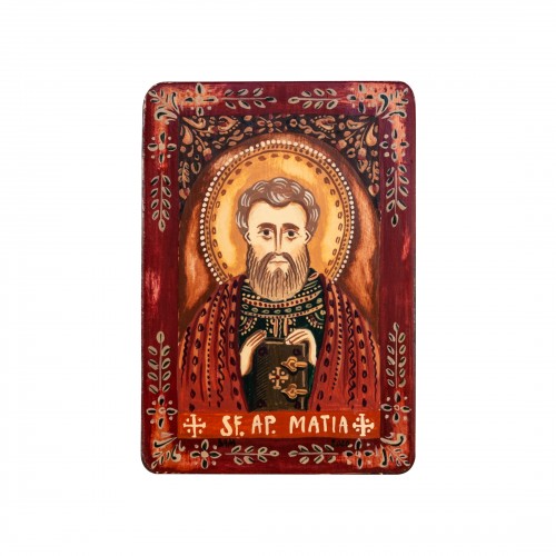 Icoană pe lemn "Sfântul Apostol Matia", miniatură, 7x10 cm