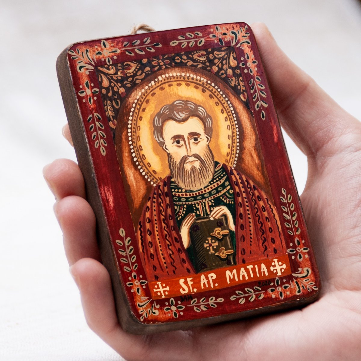 Wood icon, "Saint Matthias, the Apostle", miniature, 7x10cm