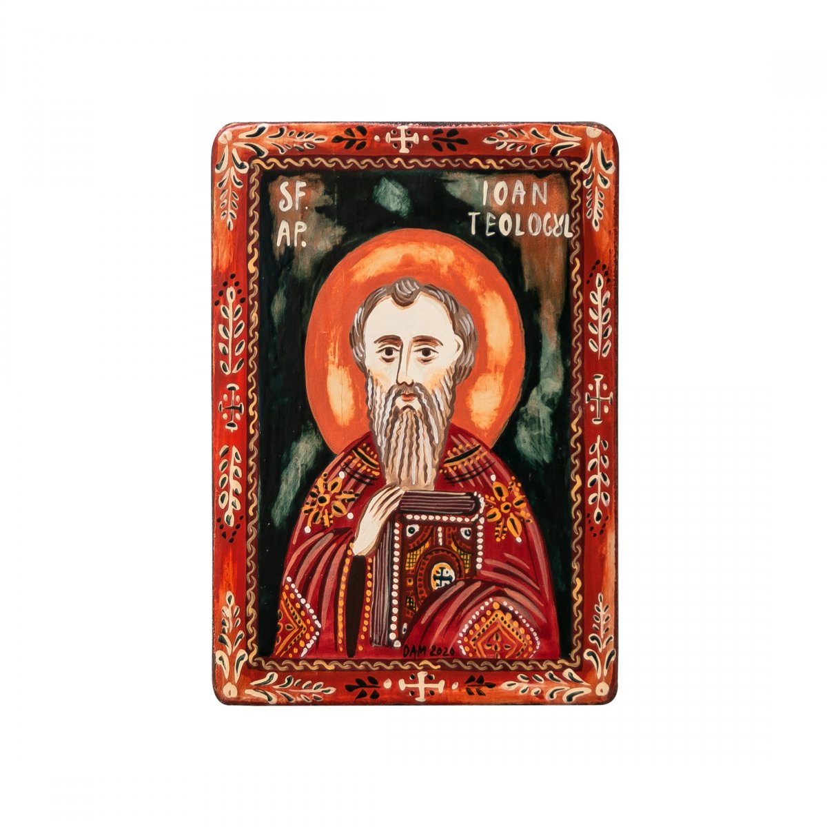 Wood icon, "Saint John", miniature, 7x10cm