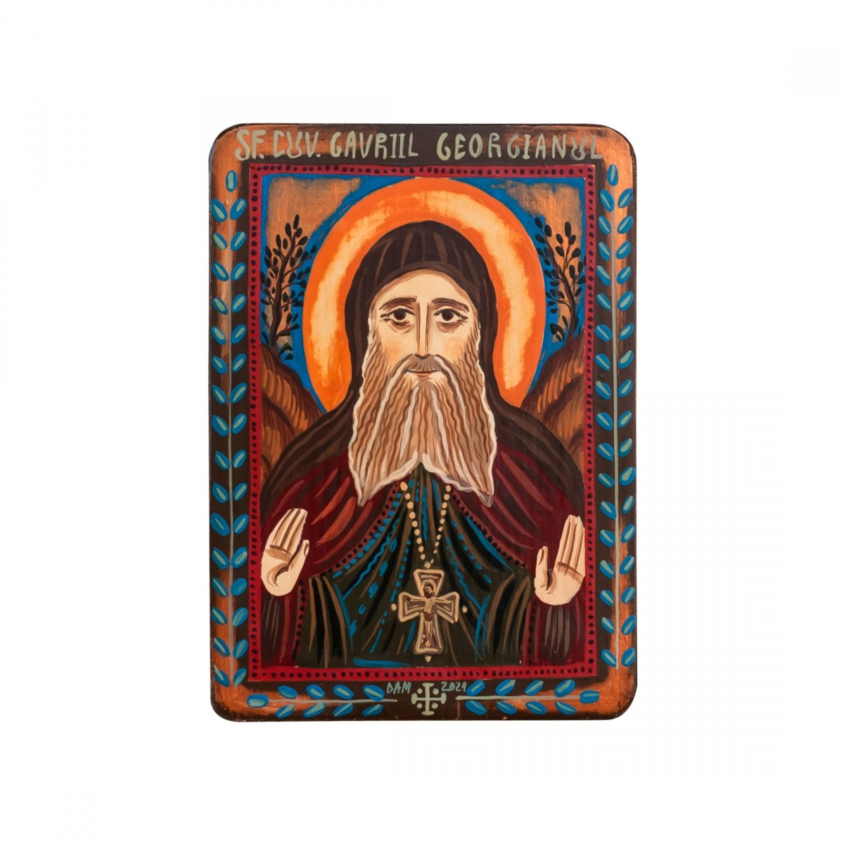 Wood icon, "Saint Gabriel Urgebadze", miniature, 7x10cm