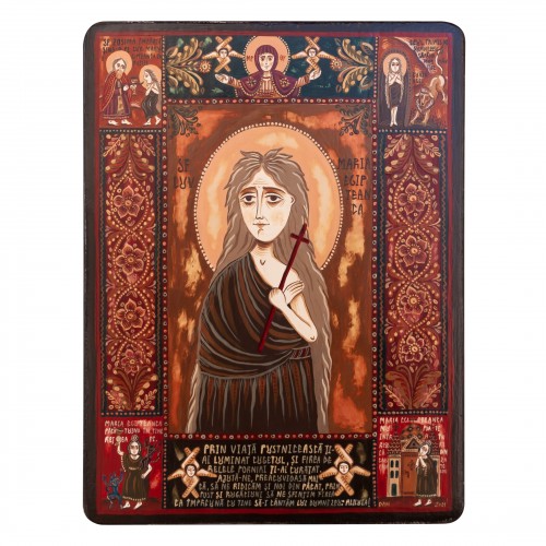 Wood icon, "Saint Mary of Egypt", Hand painted