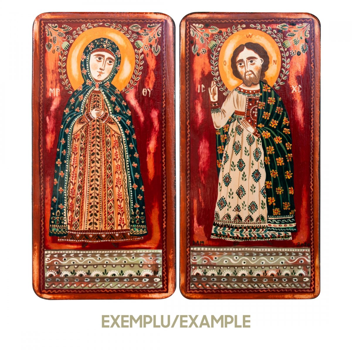 Wood icon, diptych - personalised - 2 x 10x20 cm