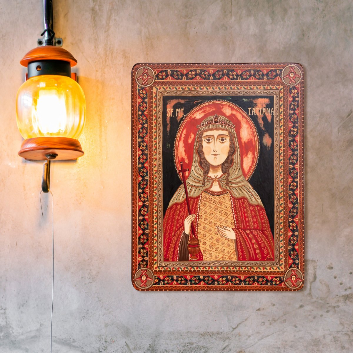 Wood icon, "Saint Tatiana", Hand painted
