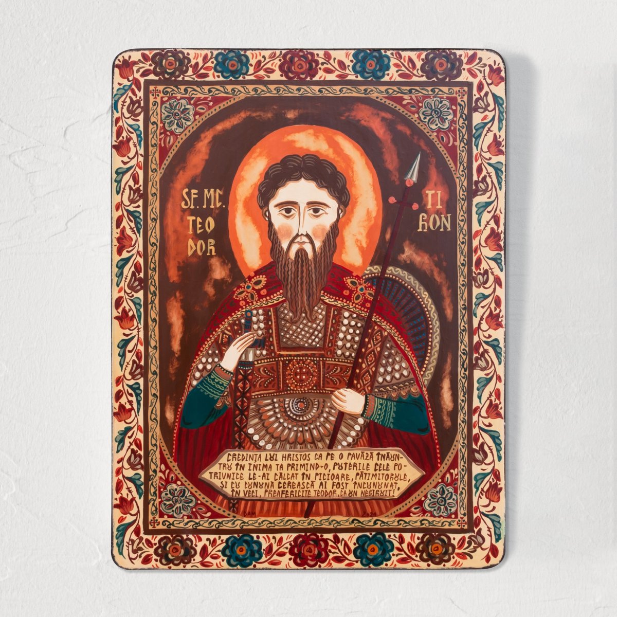 Wood icon, "Saint Theodore of Amasea", Hand painted