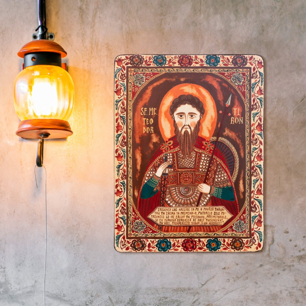 Wood icon, "Saint Theodore of Amasea", Hand painted