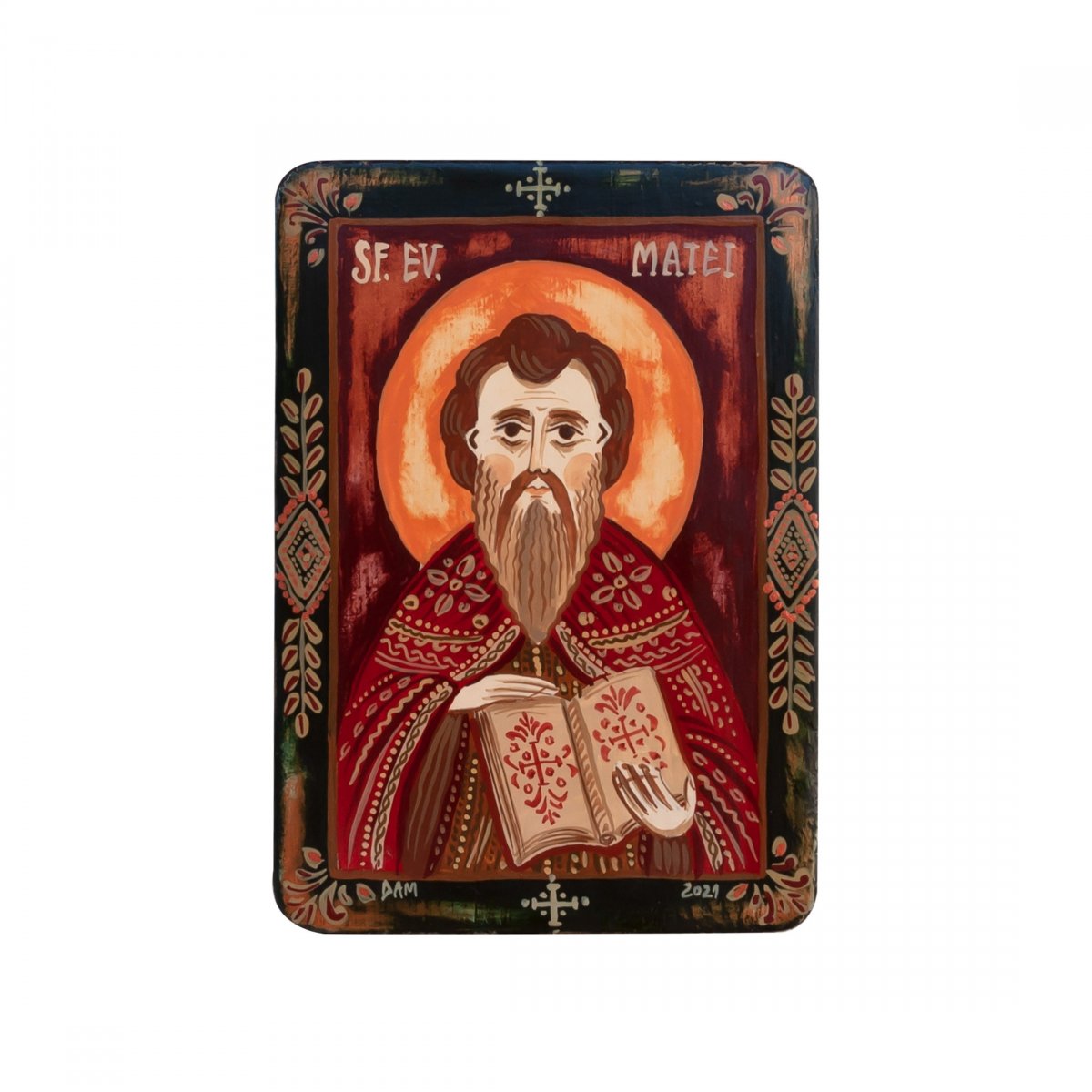 Wood icon, "Saint Matthew the Apostle", miniature, 7x10cm