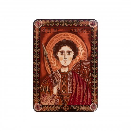 Icoană pe lemn "Sfântul Gheorghe", miniatură, 7x10 cm