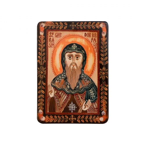 Icoană pe lemn "Sfântul Gherasim din Kefalonia", miniatură, 7x10 cm