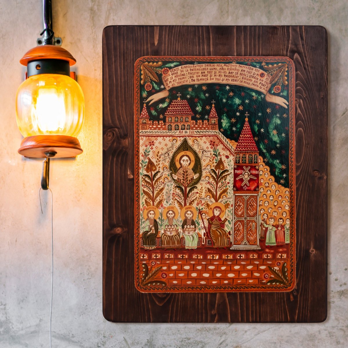 Wood icon, "Heaven's Legacy", Hand painted, 30x40 cm