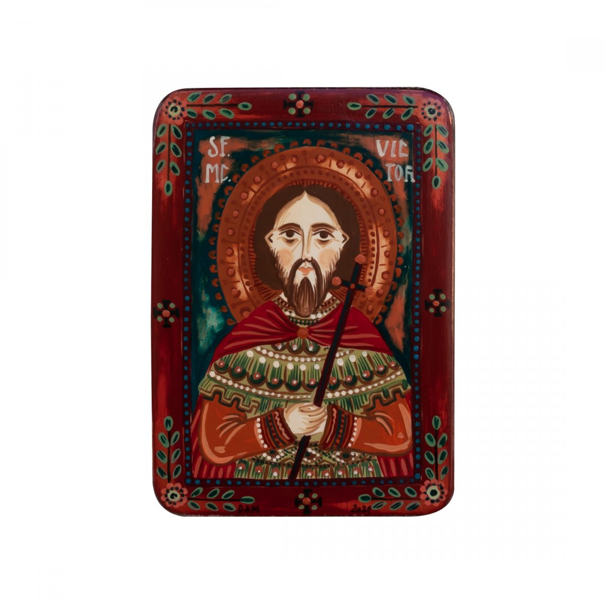 Wood icon, "Saint Victor", miniature, 7x10cm