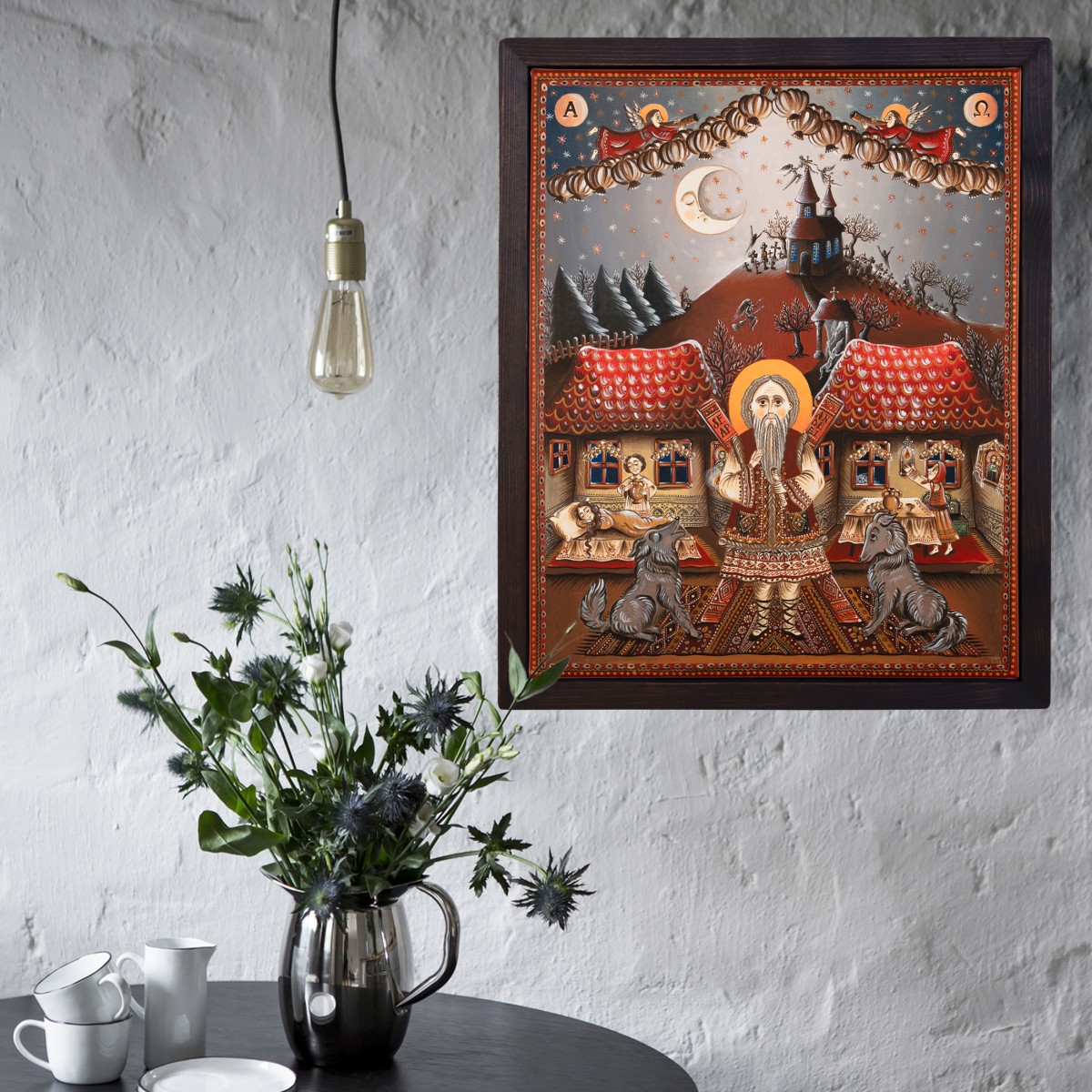 Tablou pe pânză "Noaptea Sfântului Andrei", 40x50 cm, ramă lemn, pictat manual
