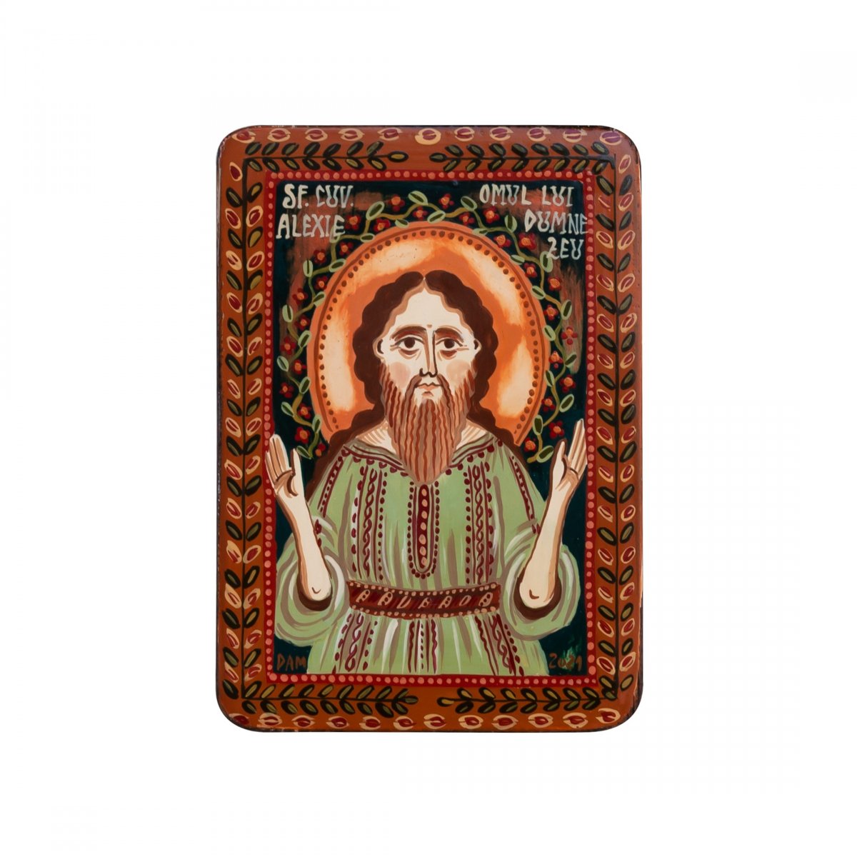 Wood icon, "Saint Alexios the Man of God", miniature, 7x10cm