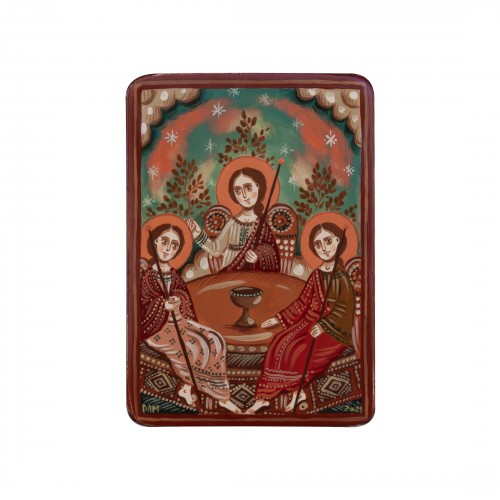Wood icon, "Holy Trinity", miniature, 7x10cm