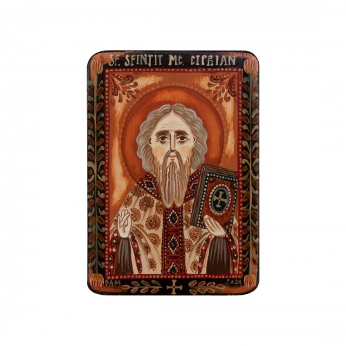 Wood icon, "Saint Cyprian", miniature, 7x10cm