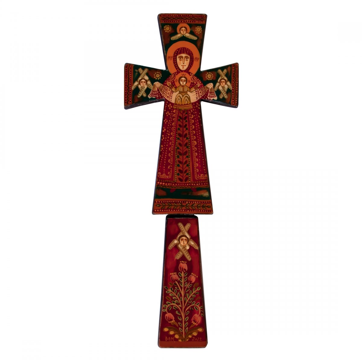 Hand painted Blessing cross, model 1, wood, 7x20cm
