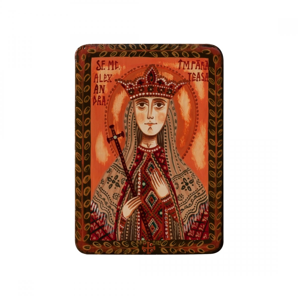 Icoană pe lemn "Sfânta Muceniță Alexandra, împărăteasa", miniatură, 7x10 cm