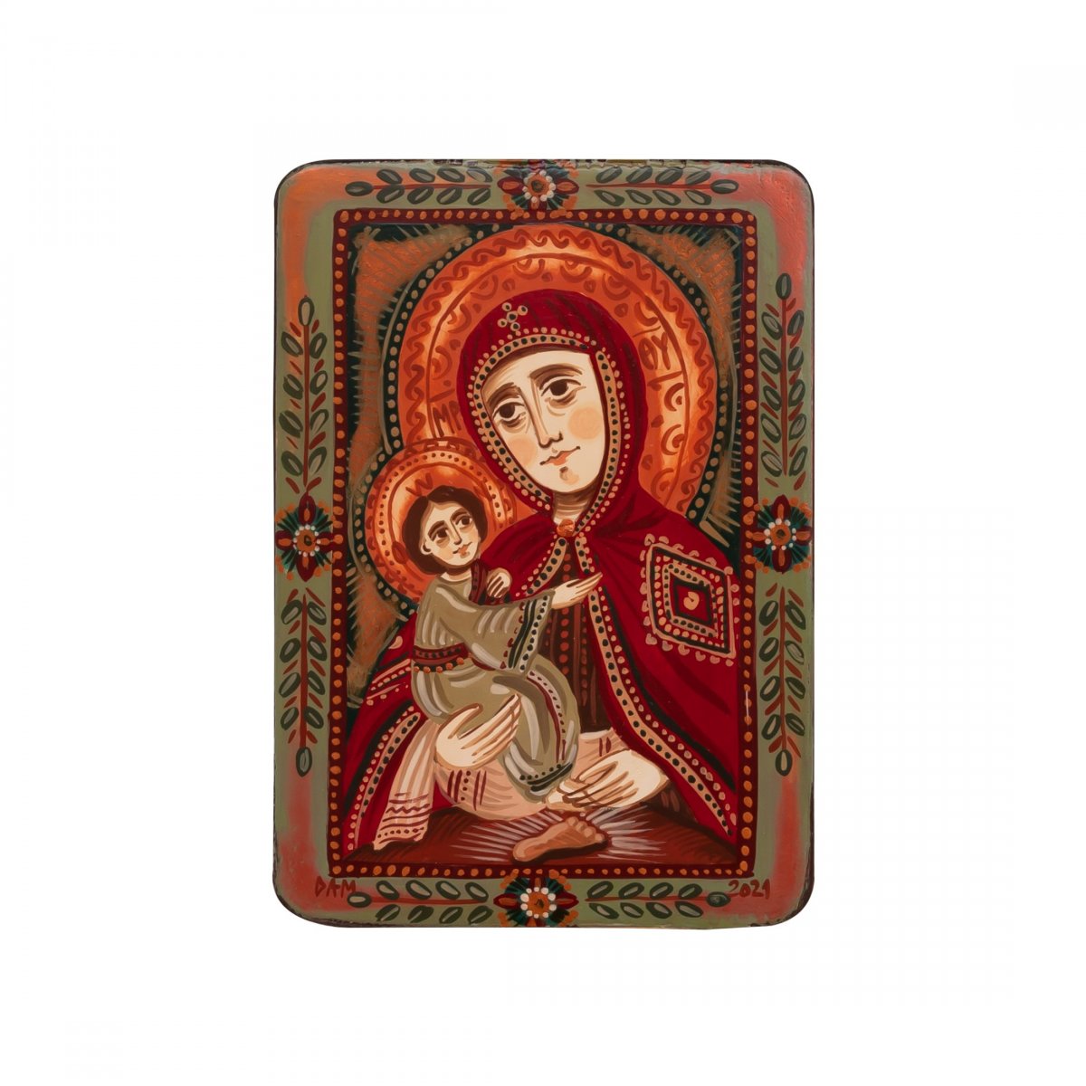 Wood icon, "Our Lady of Pochaev", miniature, 7x10cm
