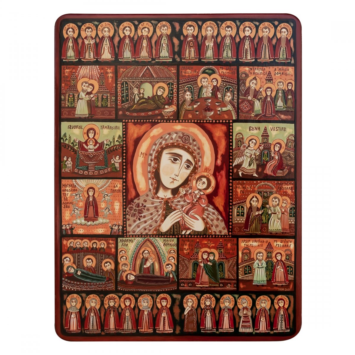 Wood icon, "The Holy Virgin's Feasts", Hand painted, 30x40 cm
