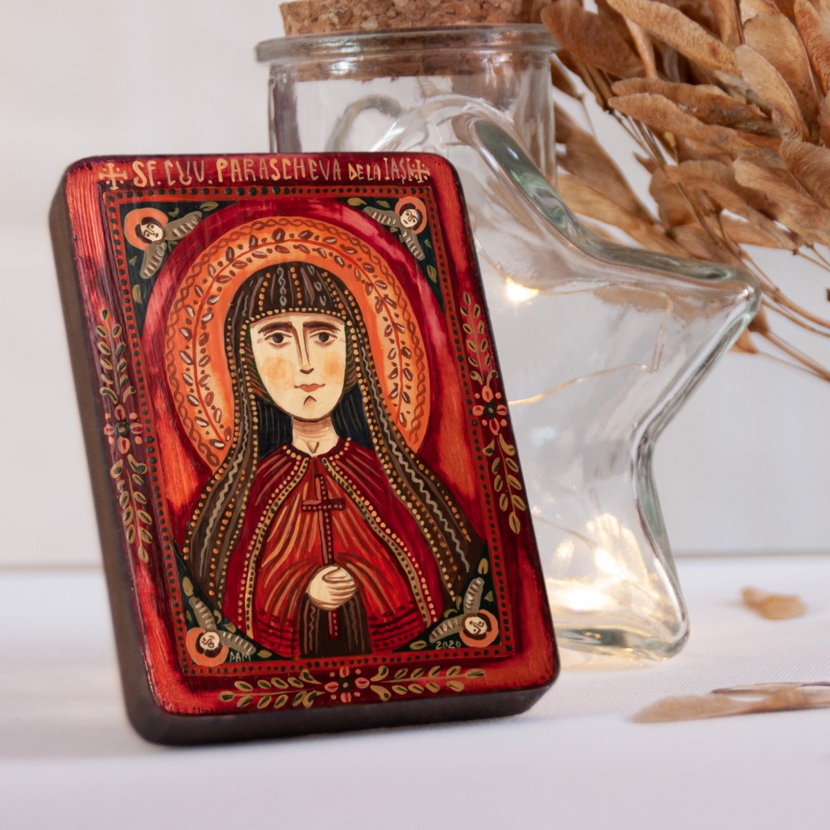 Icoană pe lemn "Sfânta Cuvioasă Parascheva", miniatură, 7x10 cm