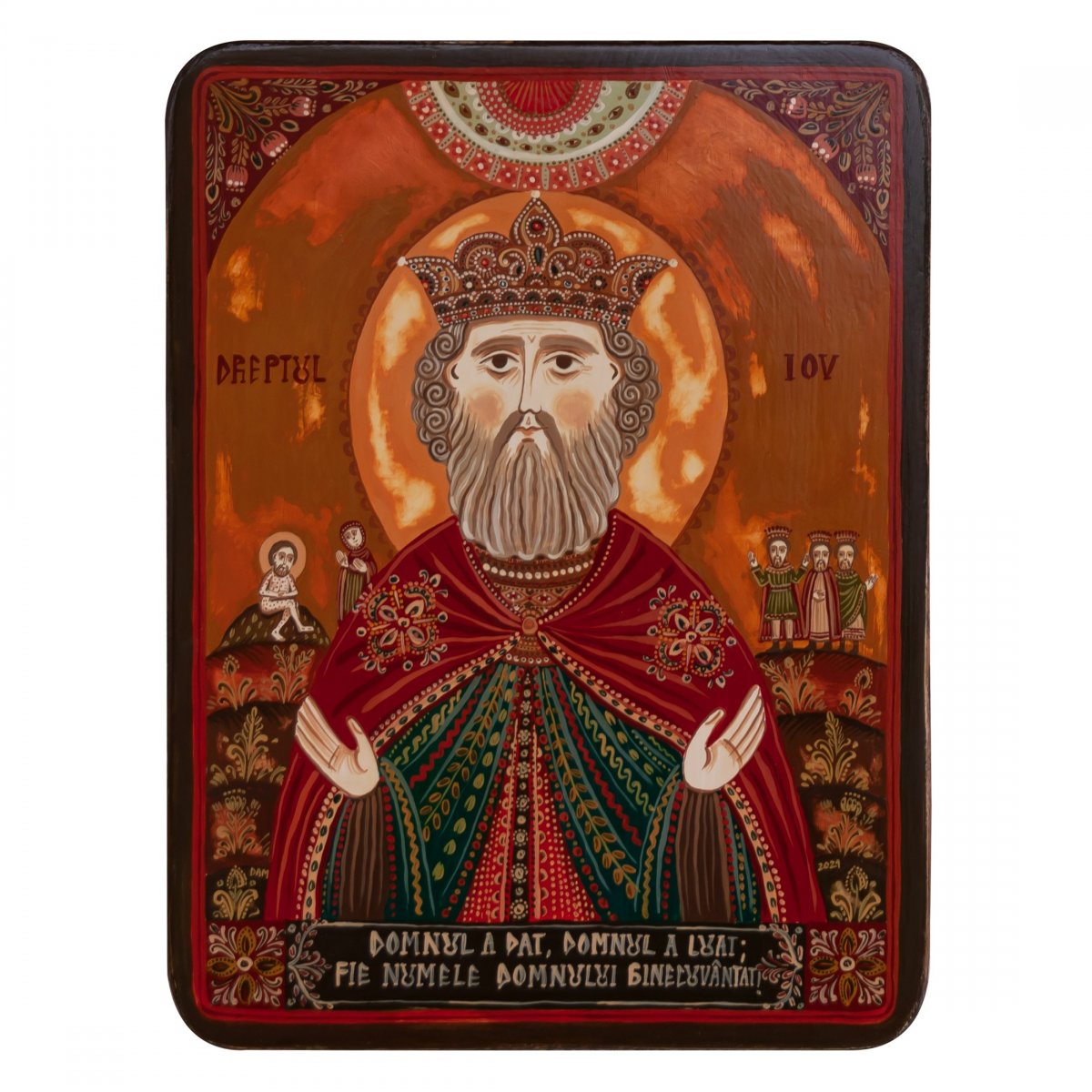 Wood icon, "Job the Long-suffering", Hand painted