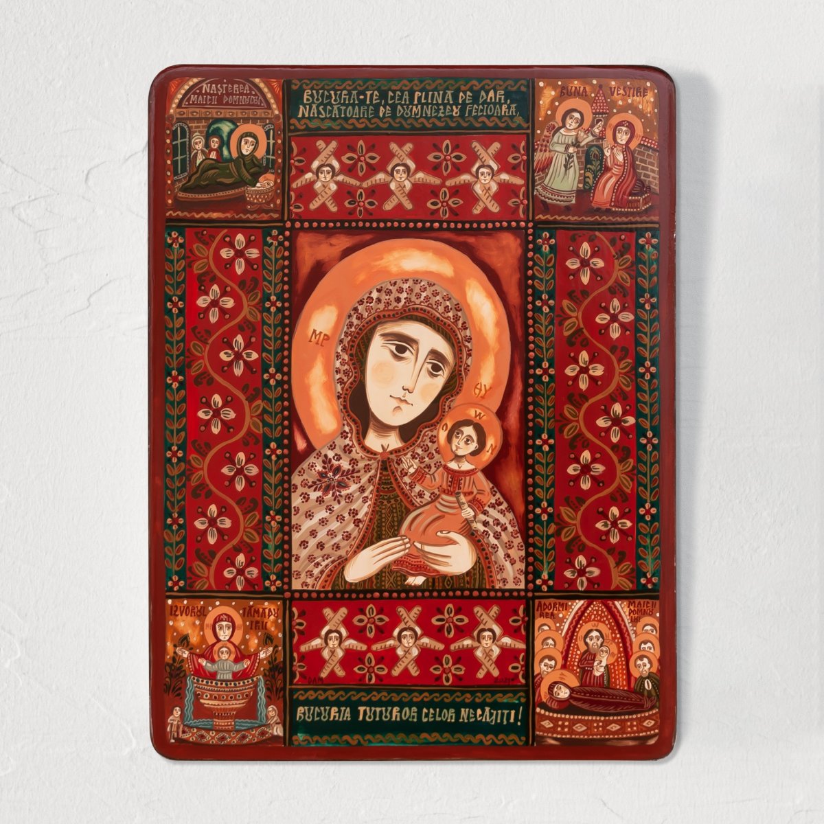 Wood icon, "Virgin Mary, Mother of God", Hand painted