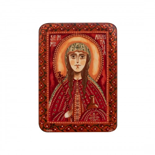 Icoană pe lemn "Sfânta Mucenița Anastasia", miniatură, 7x10 cm