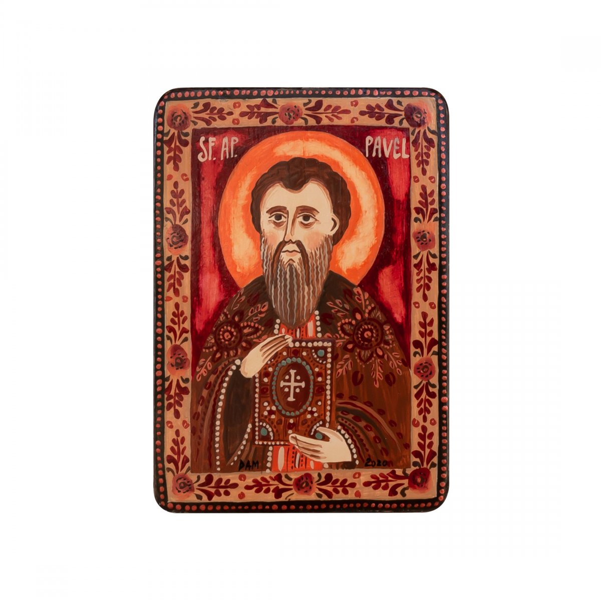 Wood icon, "Apostle Paul", miniature, 7x10cm