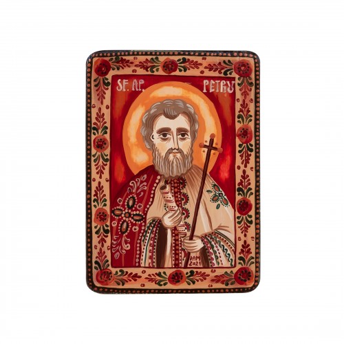 Wood icon, "Apostle Peter", miniature, 7x10cm