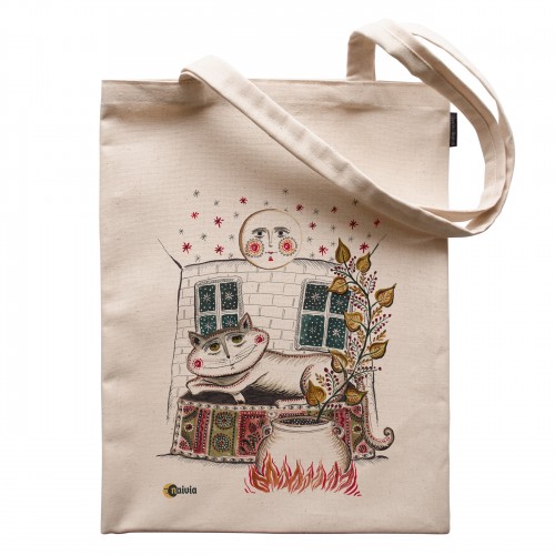 Printed Tote Bag, "The Witch's Cat", 100% cotton, 31x40 cm