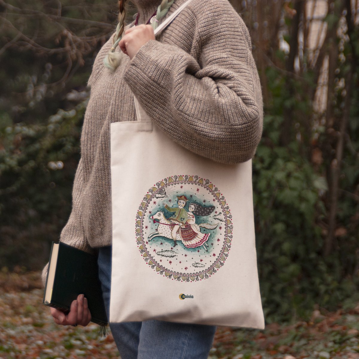 Printed Tote Bag, "Fly me to the Moon", 100% cotton, 31x40 cm