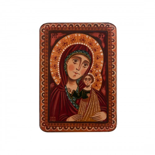 Wood icon, "Virgin Mary of Syria", miniature, 7x10cm