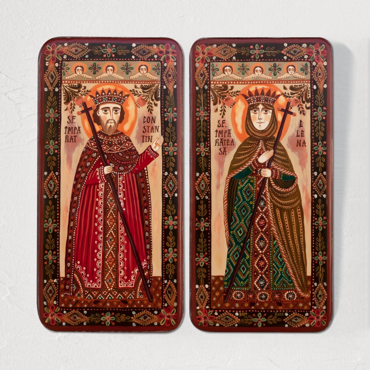 Wood icon, diptych, "St. Constantine and Helena", 2 x 10x20 cm (N)