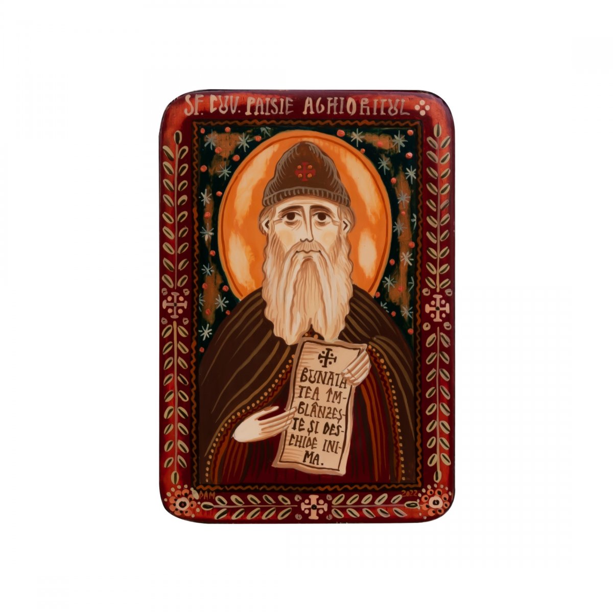 Icoană pe lemn "Sfântul Paisie Aghioritul", miniatură, 7x10 cm