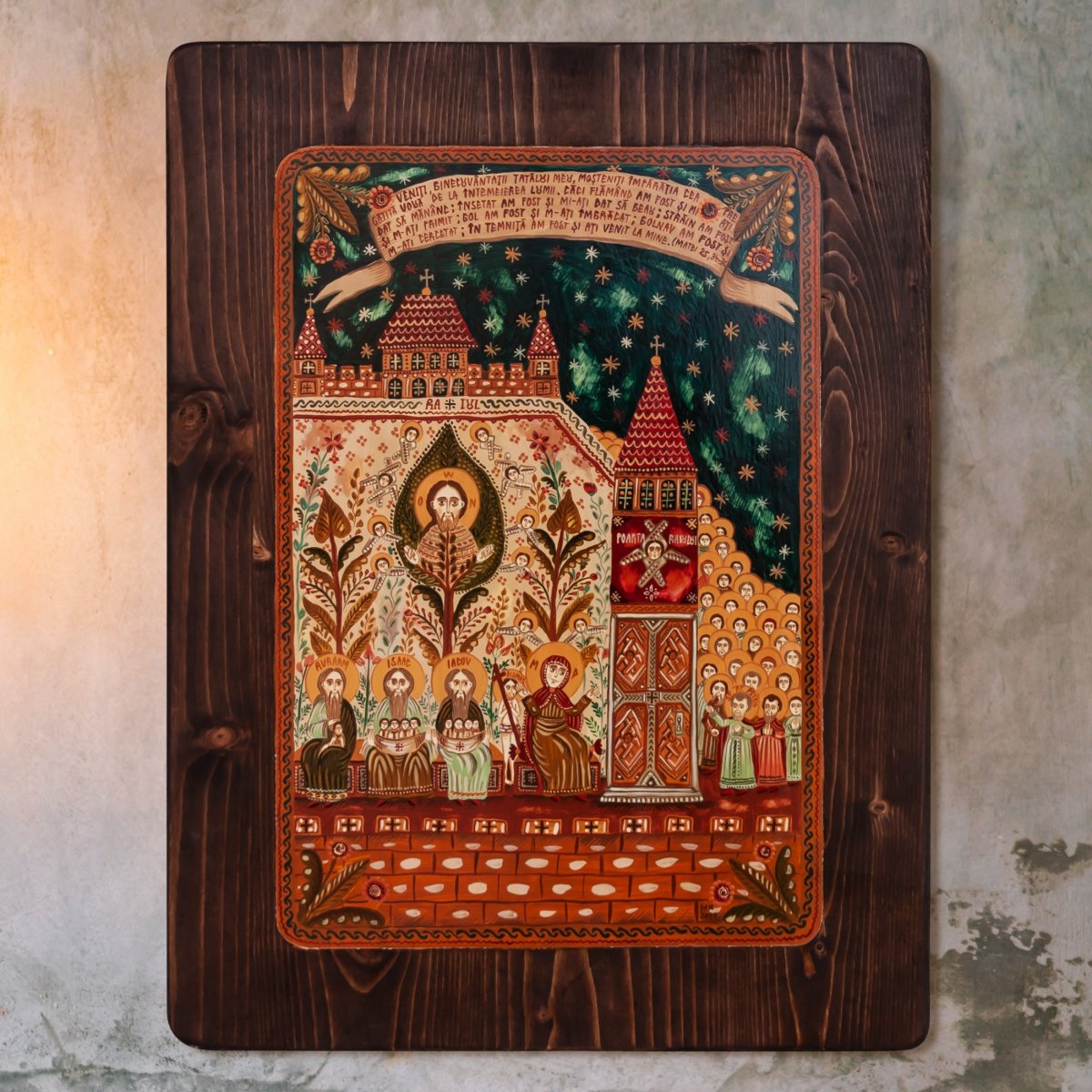 Wood icon, "Heaven's Legacy", Hand painted, 30x40 cm