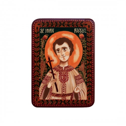 Icoană pe lemn "Sfântul Ioan Rusul", miniatură, 7x10 cm