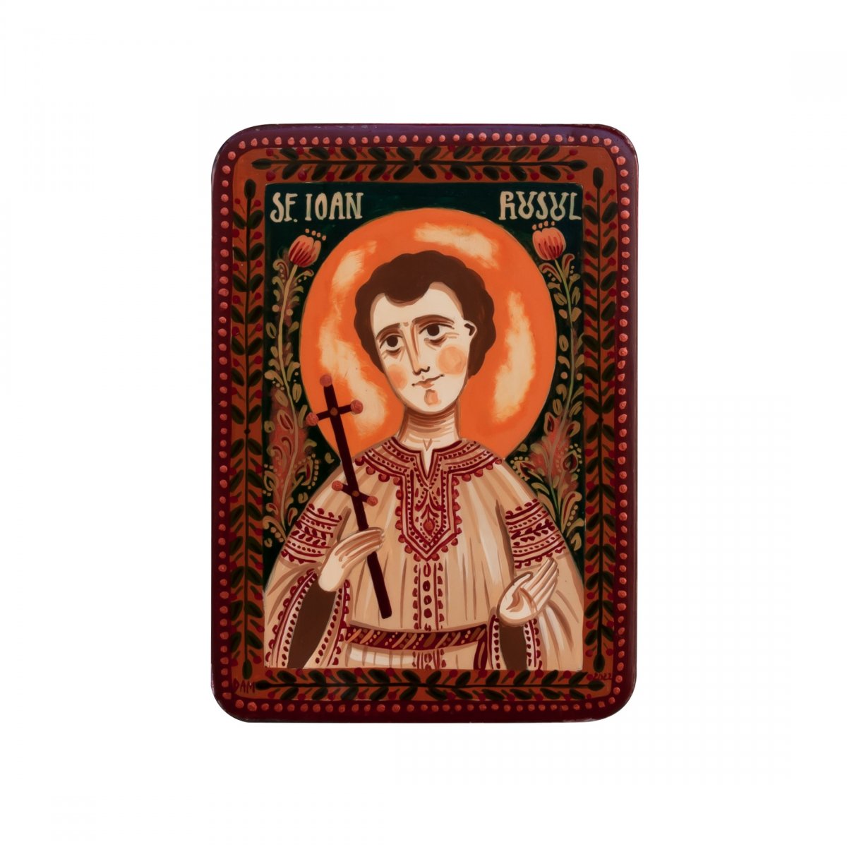 Wood icon, "Saint John the Russian", miniature, 7x10cm