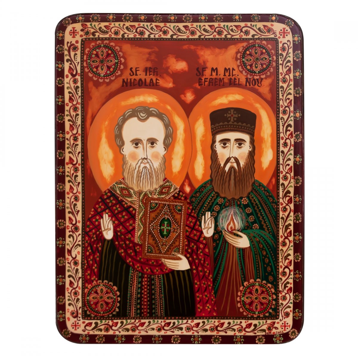 Icoană pe lemn "Sf. Nicolae și Sf. Efrem cel Nou"