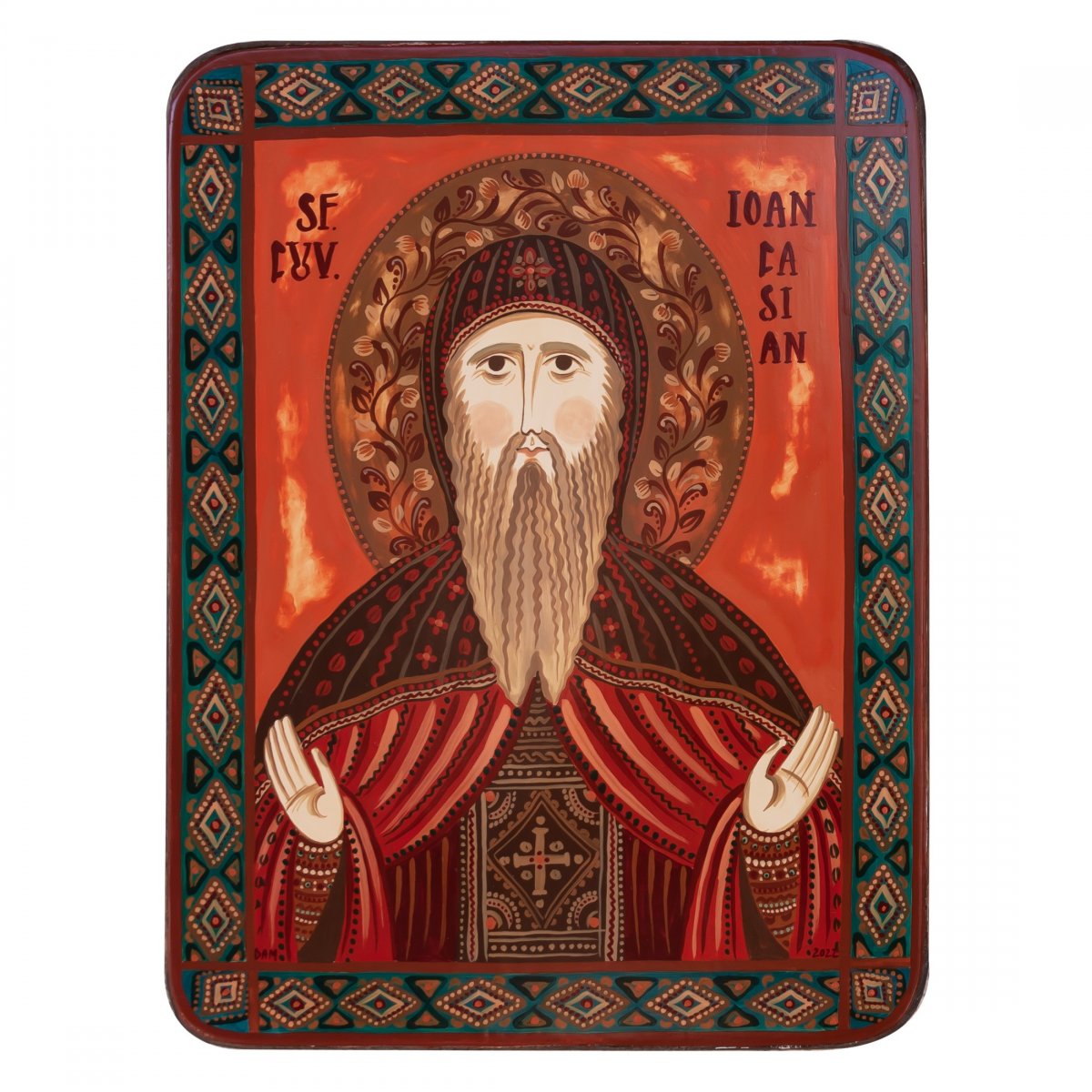 Wood icon, "Saint John Cassian", Hand painted
