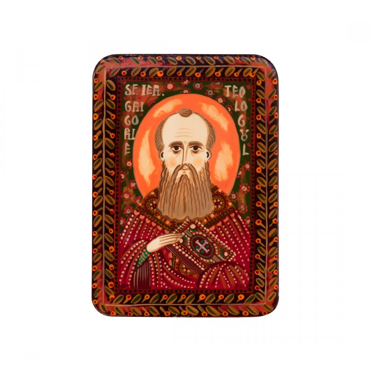 Icoană pe lemn "Sf. Ierarh Grigorie Teologul", miniatură, 7x10 cm