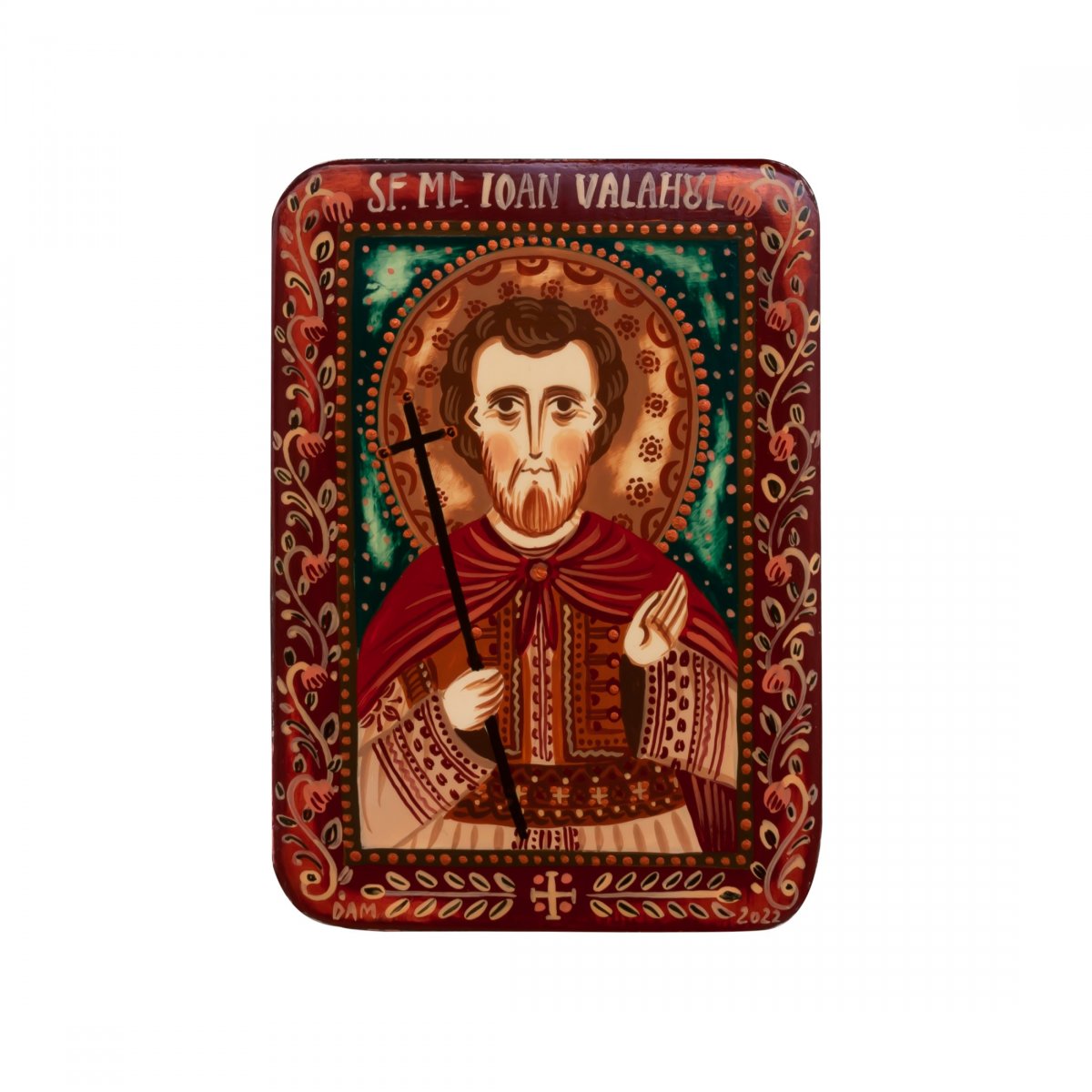 Wood icon, "Saint John the Wallachian", miniature, 7x10cm