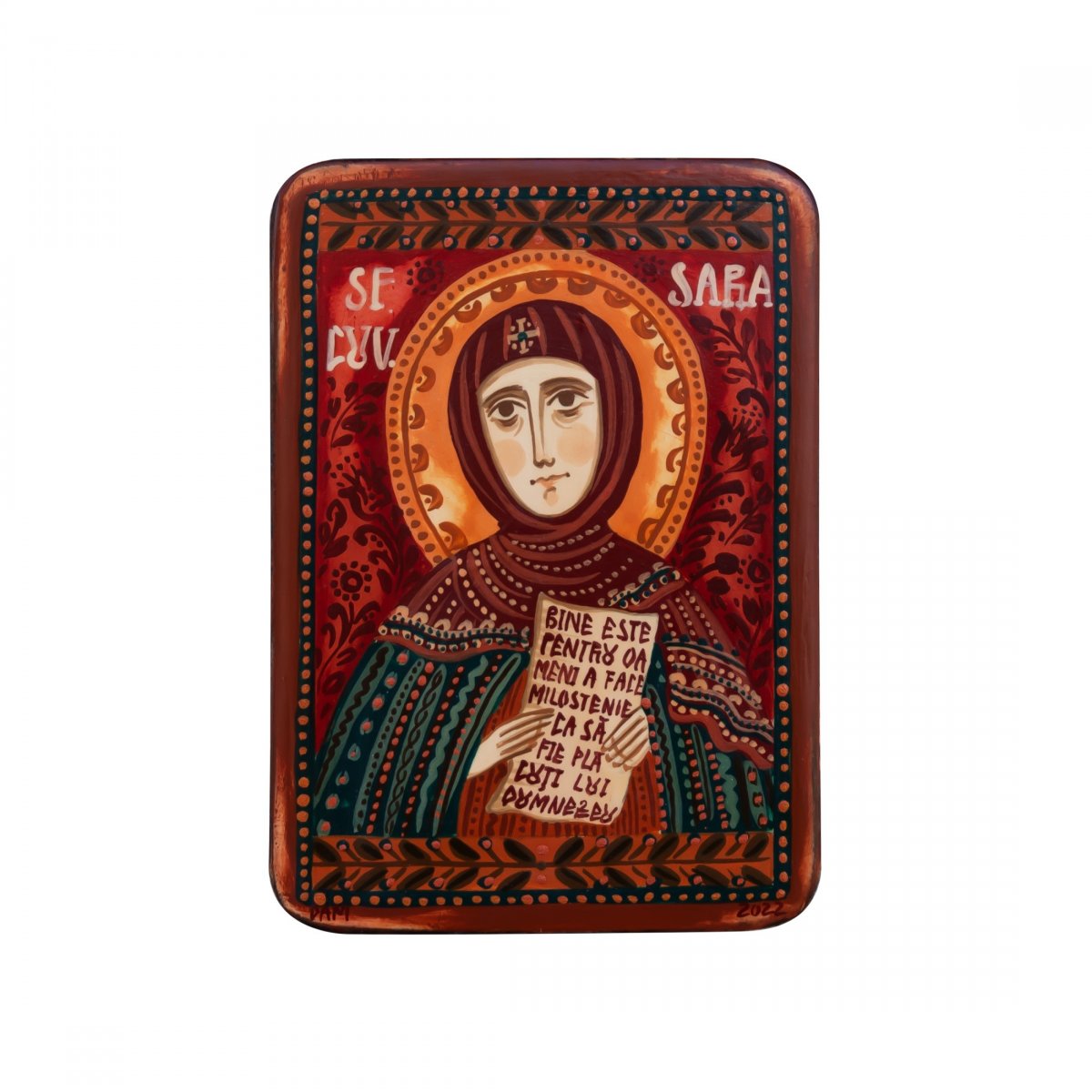 Wood icon, "Saint Sarah", miniature, 7x10cm