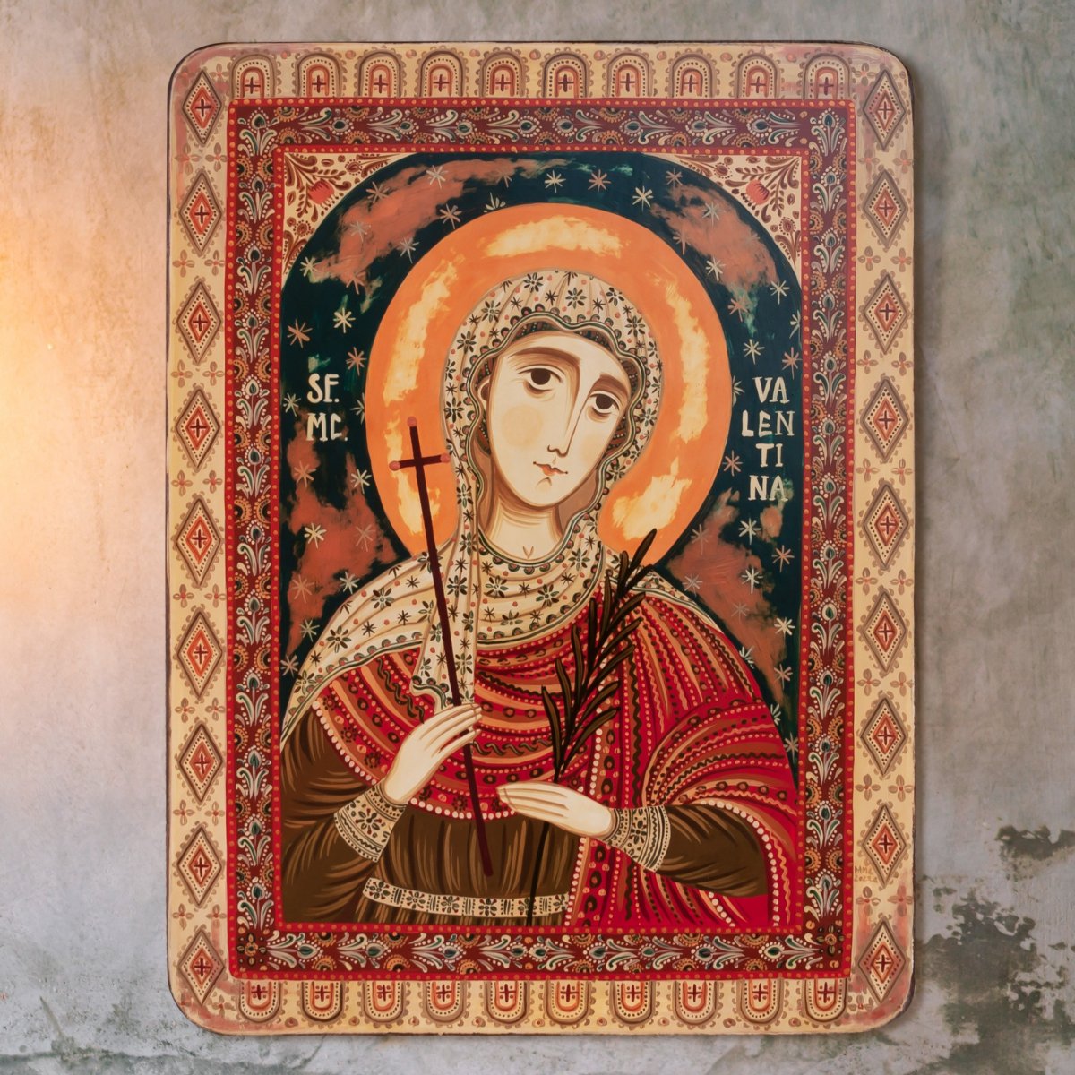 Wood icon, "Saint Martyr Valentina", Hand painted
