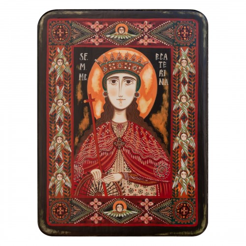 Wood icon, "St. Catherine of Alexandria", Hand painted