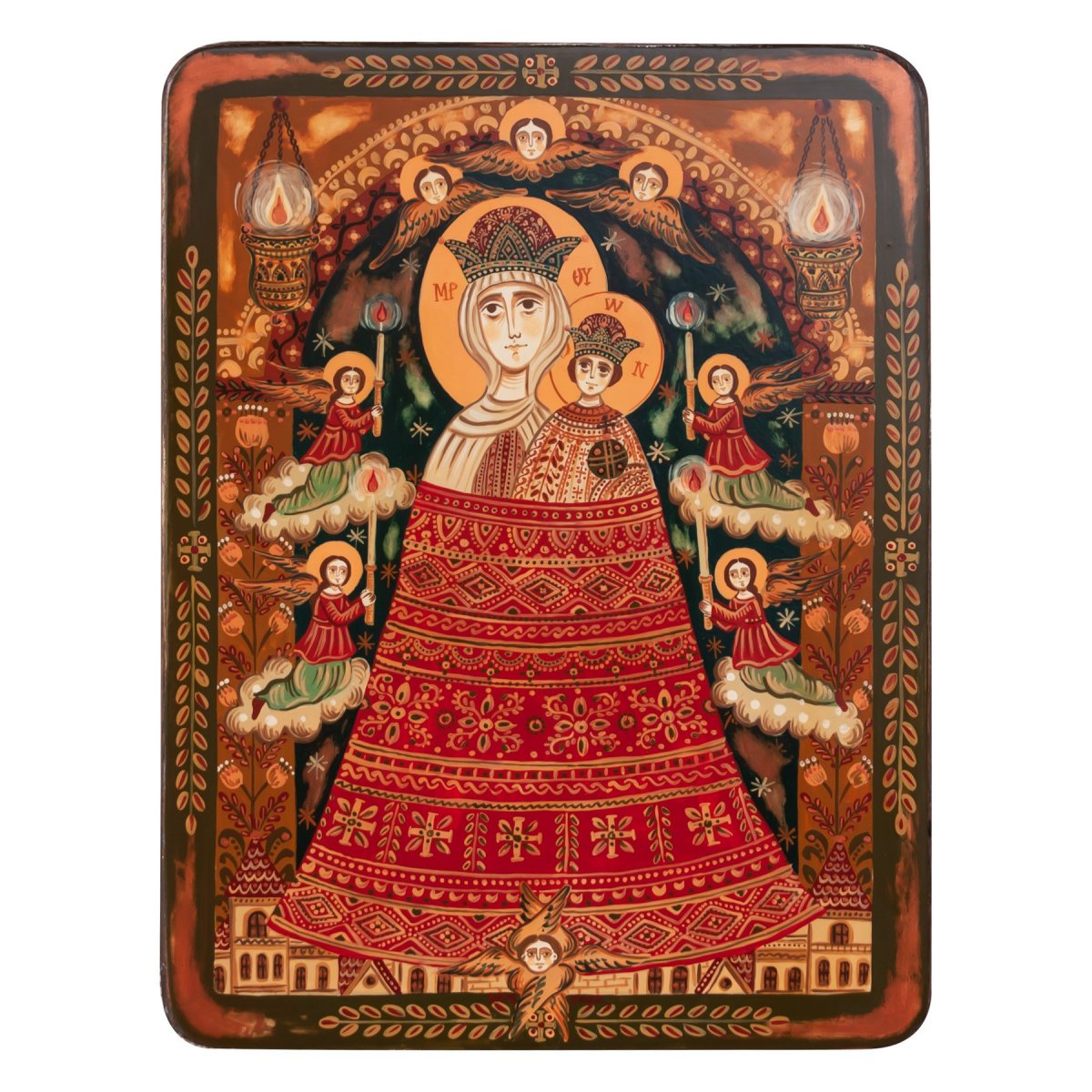Wood icon, "Mother of God, Addition of Mind", Hand painted