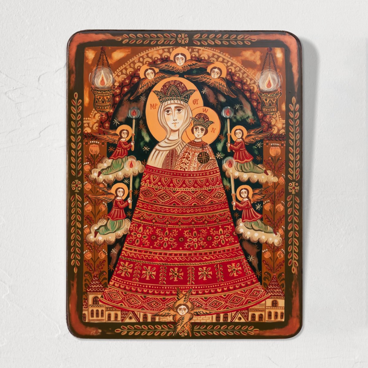 Wood icon, "Mother of God, Addition of Mind", Hand painted