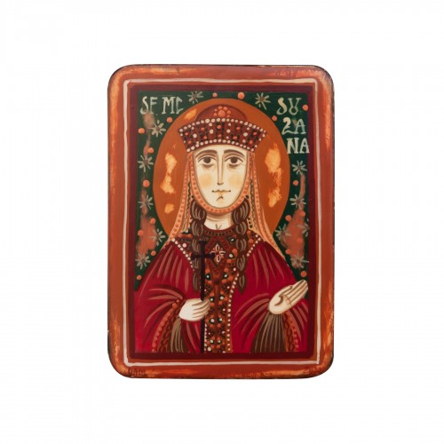 Icoană pe lemn "Sf. Suzana Romana", miniatură, 7x10 cm
