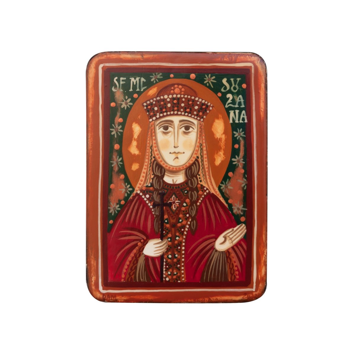 Wood icon, "Saint Susanna the Virgin", miniature, 7x10cm