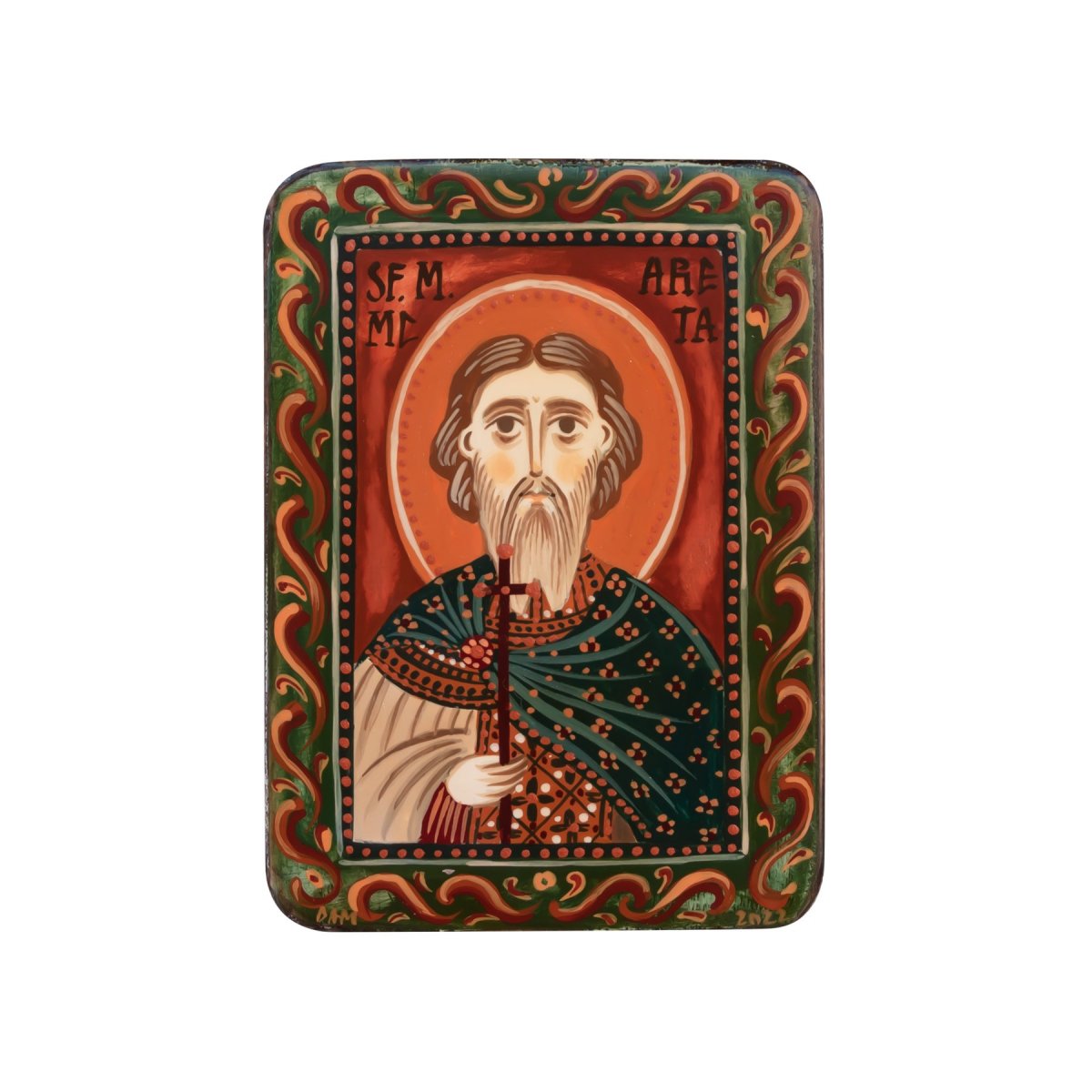Wood icon, "Saint Areta of Najran", miniature, 7x10cm