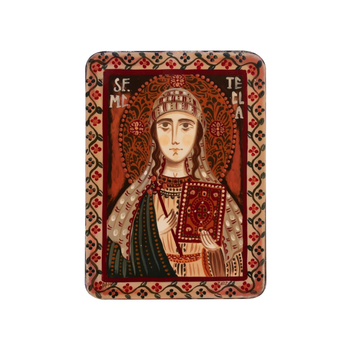 Wood icon, "St. Thekla the Protomartyr", miniature, 7x10cm